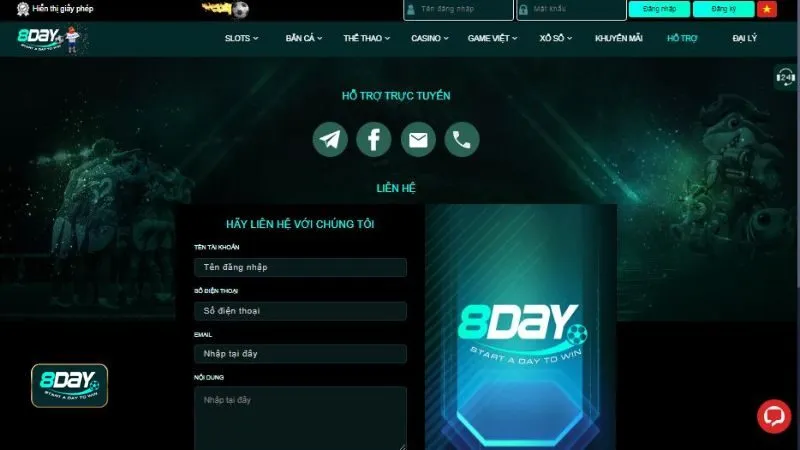 Lưu ý khi đăng nhập 8DAY