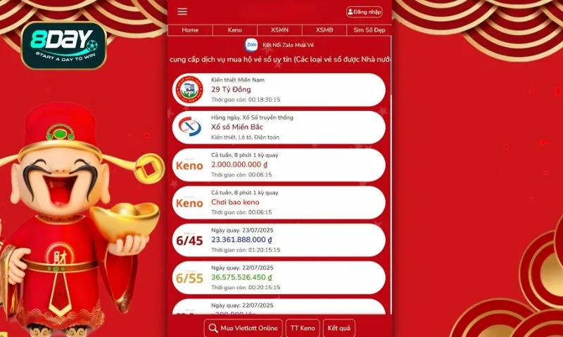 Nhiều loại hình xổ số với các mức thưởng khác nhau